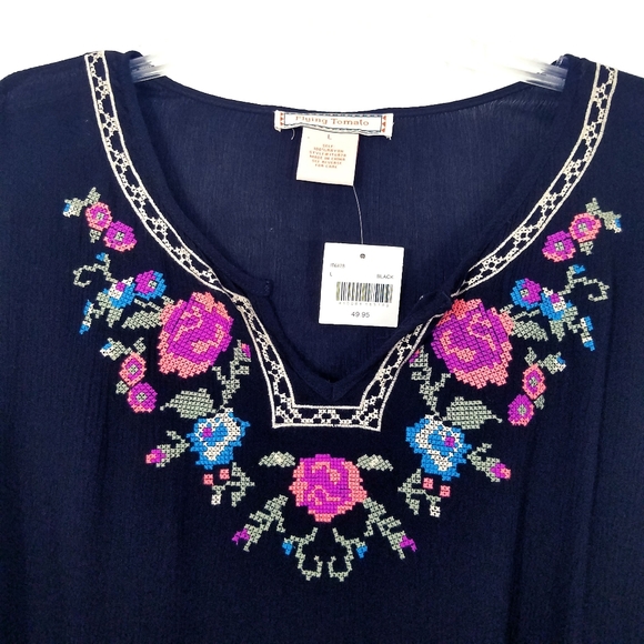 Flying Tomato Boho Embroider Bell Sleeve Top NW - Picture 3 of 7